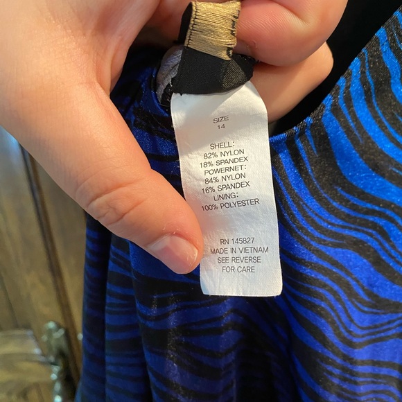 Blue Zebra Stripped One Piece Swimsuit - Picture 3 of 5